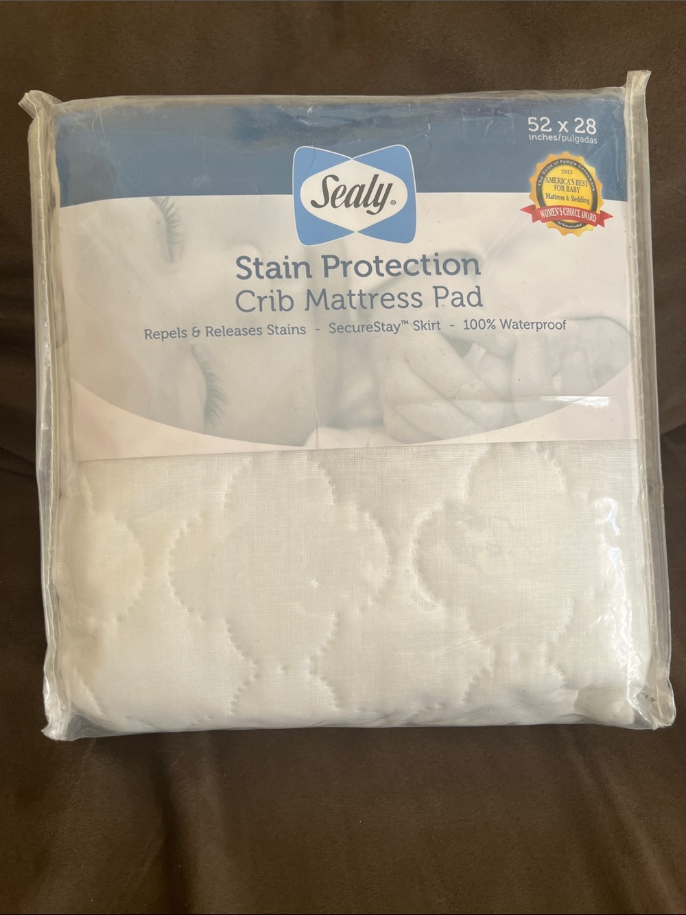Sealy White Stain Protection Crib Mattress Pad - Waterproof